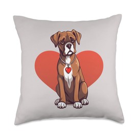 Cute Boxer Dog Lovers Valentines Day Gift Owner Mom Dad Gift Boxer Dog Lovers Valentines Day Throw Pillow, 18x18, Multicolor