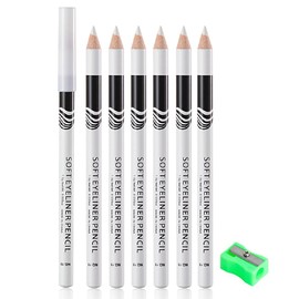 6Pcs wooden hard-core eyebrow pencils, eyebrow and eyeliner pencils, waterproof and sweat-proof eyebrow pencils for beginners, White eyebrow pencils, White eyeliner pencils