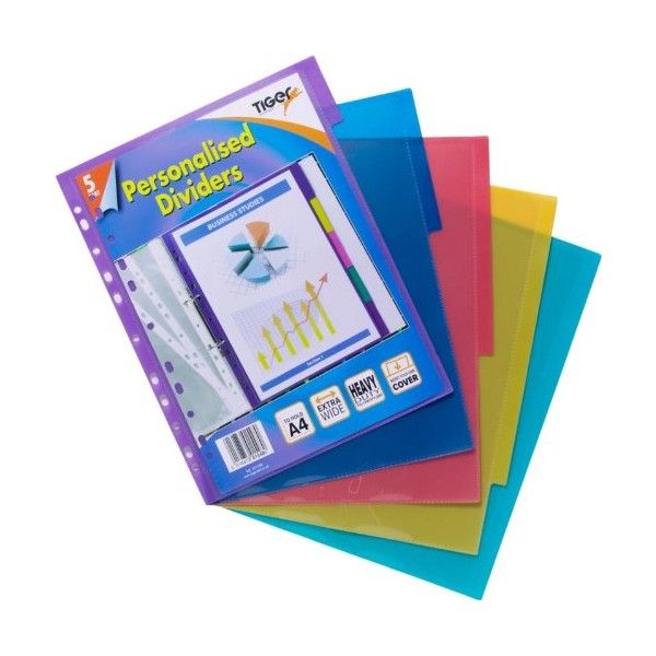A4 Extra Wide Colour Coded 5 Part Presentation Filing Subject