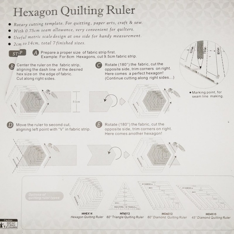 HONEYSEW Quilts Quilter's Ruler - Regla hexagonal para acolchar, diamante