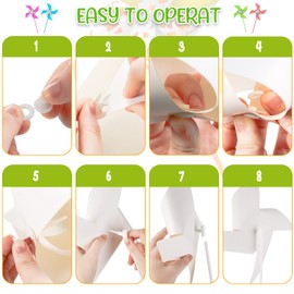 Chalyna 24 Pcs DIY Paper Pinwheels Bulk Craft Kits White Blank Paper Pinwheels for Spring Group Activities Home Fun Graffiti Art Party Project