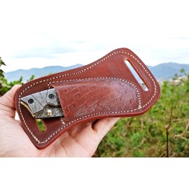 SHEATH GENUINE LEATHER HAND CRAFTED BELT SHEATH HOLSTER FOR Folding Blade Knife 1559