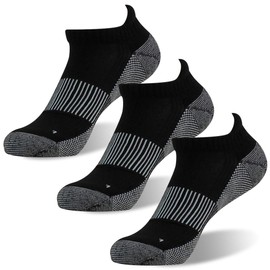 Basketball Socks, FOOTPLUS Unisex Ankle Breathable Copper Golf Running Tennis Socks Odor Free Work Socks for Cold Weather, Moisture Wicking Marathon Jogging Socks, Dress Socks, 3 Pairs Black, XX-Large