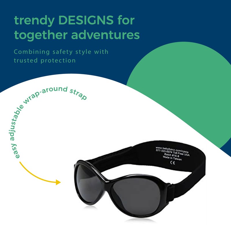 KidzBanz Retro Sunglasses Black, 2-5 Years, 100% UVA Protection