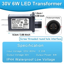 30V 6W 8 Mode Light CZJUTAI JT-EL/FC300V0200-C 30V6W LED Transformer Class 2 Power Supply with 8 Modes, Memory & 6 Hour Timer - Christmas Lights, Net Lights, Icicle Lights [Z86T]