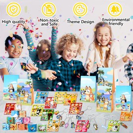 Blue-y Party Bag Children's Birthday Set 70 Pieces Party Gifts Party Favour Toy with Snap Bracelet Badge Gift Bags Stickers Easter Gifts Fillers for Girls Boys