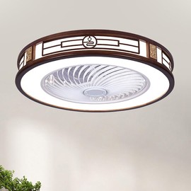 Xuthusman LED Invisible Ceiling Fan Light Round Dimmable Chandelier 3-Speed Invisible Fan 64W w/Remote Control