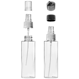 VViViD Empty Clear Plastic BPA-Free 4 Ounce Spray Bottles w/Twist Cap, Mist Spray Cap & Flip Spout Cap (2 pack)