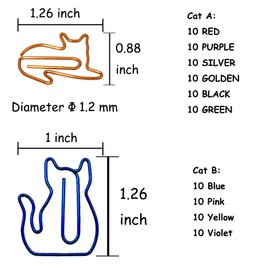 100 pcs Cat Paper Clips Cute, Cat Bookmark Clips, Cat Lover Gifts for Women, Cat Office Supplies Gifts Cat Office Desk Accessories Stocking Stuffers for Teens