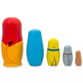 BESTPYSANKY 5 Animals Lion, Elephant, Dog & Cat Wooden Nesting Dolls 5.75 Inches