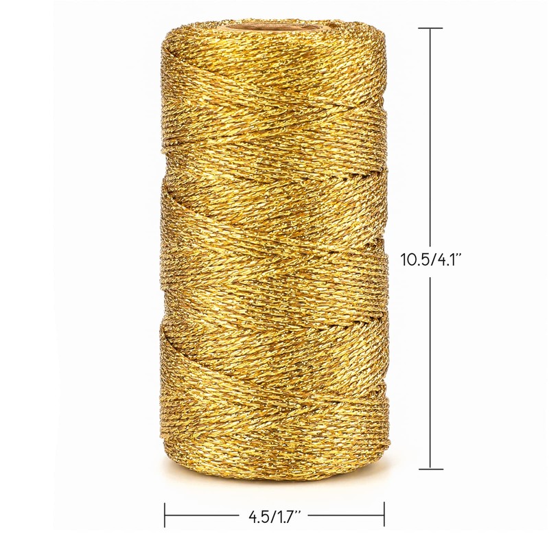 jijAcraft 656 Feet Gold String Twine - 1.5mm Metallic Ornament