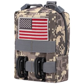 bvya Tactical Molle Pouch Multi-Purpose Compact Waist Pack Water-Resistant Small Utility EDC Pouch with Flag Patch for Molle Backpack