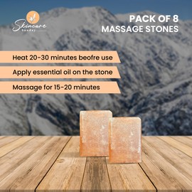 Skincare Sunday Pure Himalayan Salt Massage Stones - Trace of 84 Minerals | Mody Massage & Exfoliation | Detoxifies Body | for Professional or Home Spa (8, Rectangle Shaped)
