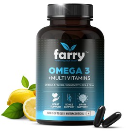 Farry Omega 3 Fish Oil with multivitamins 1000mg, EPA 180mg, DHA 120mg, 29 Essential Vitamins & Minerals,Ashwagandha