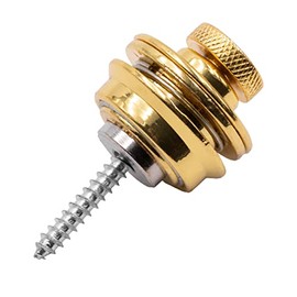 vhbw Security Lock Strap Button Pin for Guitar Strap, Strap for Guitar, Classical Guitar, Western Guitar, Bass, Electric Guitars, Gold with Clamp Lock