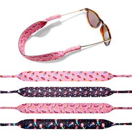 Weewooday 4 Pieces Kids Eyeglass Strap Neoprene Glasses Holder Sunglasses Lanyard Retainer (Ice Cream, Unicorn, Mermaid)