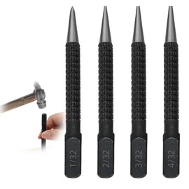 4 x 100mm Centre Punch | 4 Types Tip Diameter (0.8 mm-3.2 mm) | Centre Punch Set | Marking Tools 1/32", 2/32'', 3/32",4/32''