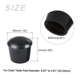 METALLIXITY Chair Leg Cap 22mm Inner Diameter 4pcs Round Rubber Chair Leg Caps Floor Protectors Furniture Chair Legs Black