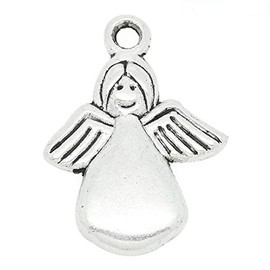 10 Antique Silver Angel Pendant Christmas