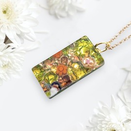 Handmade Murano Glass Pendant, Murano Glass Jewellery from Venice Italy, Millefiori Flowers on Gold Leaf, 3cm x 1.5cm (Lisa)