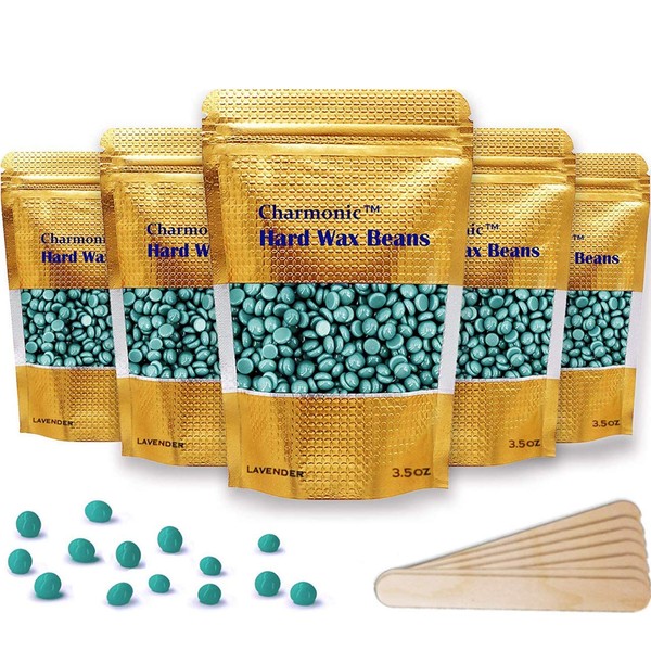 17.5 Oz Hair Wax Beans by Charmonic, Hard Body Wax Beans, Hair Removal Depilatory Wax European Beads for Women Men 500g/1.1 lb(Chamomile)