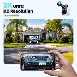 Techage Security Cameras Wireless Outdoor, 2K Battery Powered WiFi Cameras for Home Security with AI Motion Detection, Color Night Vision, 2-Way Talk, IP66 Waterproof, Cloud/SD Storage 4 Pack