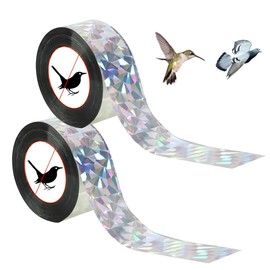 Bird Scare Tape, 2-Pack Reflective Double-Sided Deterrent Tape, 328ft Holographic Flash Tape for Deterring Pigeons, Gulls, Crows, and More, for Gardens, Orchards, and Farms, 2.4cm x 80m Each