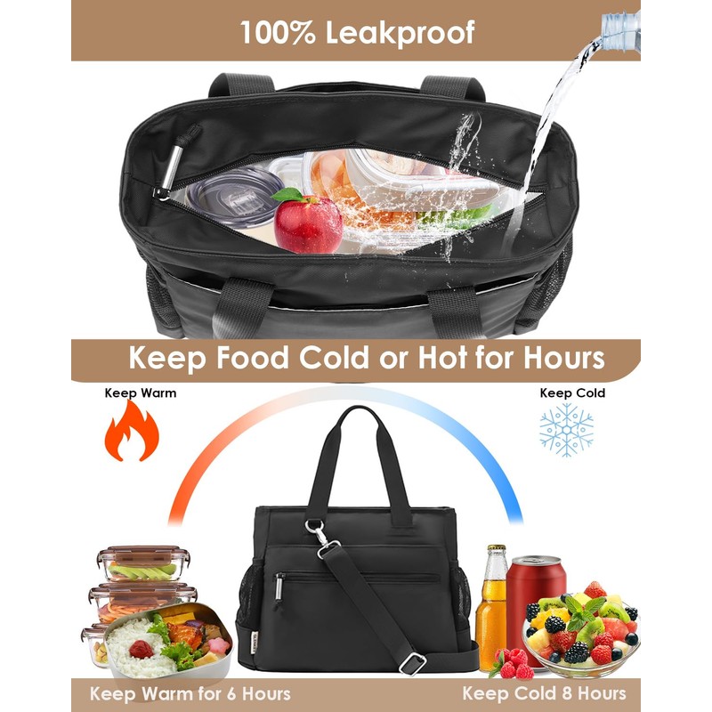 GLENKEY Versatile Lunch Box Stylish Bag - Large Insulated Tote