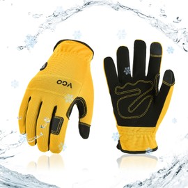 Vgo... 1Pair 5℃/41°F Winter Work Gloves Men, Cold Weather Waterproof Safety Work Gloves,Cold Storage or Freezer Glove, Light duty Touchscreen warm gloves(Yellow,L,NB7581FLWP)