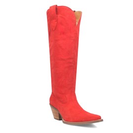 Dingo Womens Thunder Road Embroidered Snip Toe Casual Boots Knee High Mid Heel 2-3" - Red - Size 8.5 M
