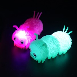 Glowing Caterpillar Puffer Ball Toy: 4 Pieces Luminous Ball Worms Light Up Ball Balls Sensory Squeeze Ball for Children Party Favours Gift Bag Fillers