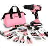 COMOWARE 20V Cordless Drill Set, 171Pcs Pink Home Tool Set