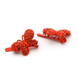 Decorative Hair Clip Butterfly Magnetic Barrette Rhinestone Crystal Hair Barrette, 1pc, Orange