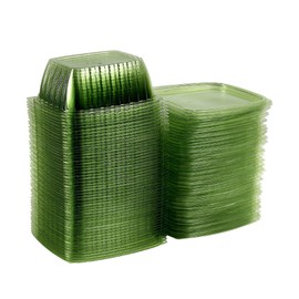 ECO PRODUCTS Compostable 32oz Rectangular Deli Containers With Lids, Pack of 50, Veridian Clear Green Meal Prep, Made from PLA, A Renewable Material Made from Plants, One Lid Fits All