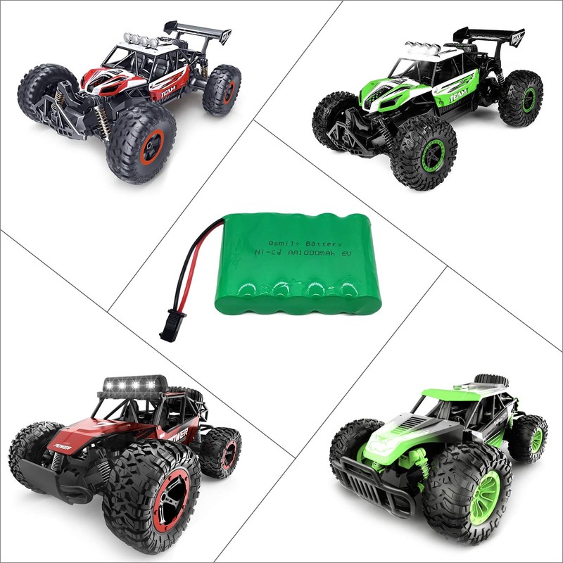 Qsmily® 6V RC Battery, SM Connector, 1000mAh Rechargeable Ni-Cd Battery