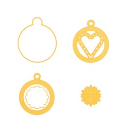 Nellie's Choice Cutting Die Christmas Baubles-4 Shape 7,5 x 8,5 cm-Card Making Supplies-Metal Dies for Scrapbooking, DIY and Paper Crafts, Yellow, 75x85mm