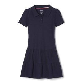 French Toast girls Ruffle Pique Polo School Uniform Dress, Navy, 7 8 US