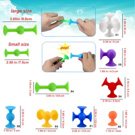 Big Suction Bath Toys for Kids Ages 1-3 , 36 PCS Fidget Suction Cup Toys Construction Set Water Toys for Babies and Toddlers,Window Building Toy Road Trip Travel Essentials for Kids Gifts
