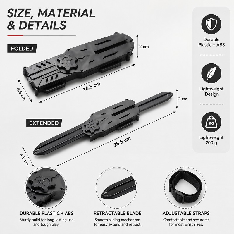Retractable Ninja Wrist Blade Toy – Plastic Hidden-Blade Role-Play Prop