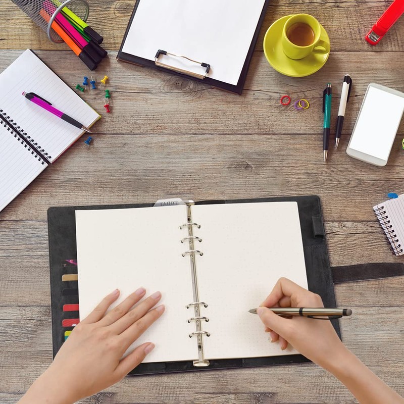 Wonderpool Leather Diary 6 Ring Binder Folder Organiser with Dotted