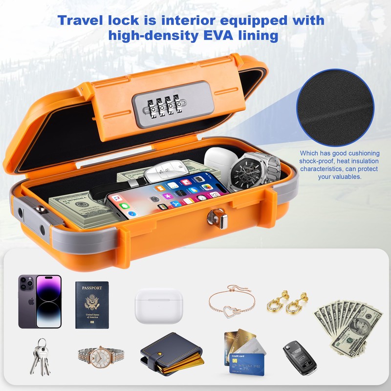 Hurinan Portable Safe Box with Code, [Waterproof & Anti-Theft]Travel Safe,