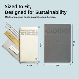 Blue Lake ECOLIFE Monthly & Weekly Undated Planner Kit, Hardcover Journal 6x8, Blank Page Notebook, Stickers, Pencil Pouch, Bookmarks GREY