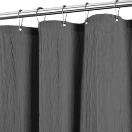 Tititex Dark Grey Crumpled Shower Curtain, Textured Heavy Duty 156GSM Fabric, Hotel Luxury Bathroom Decorative Waterproof Curtian 71x71 Inch with 12 Hooks