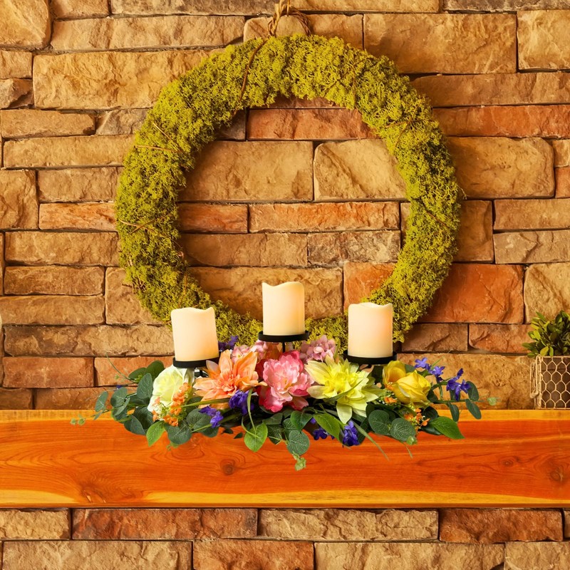 Svndlyn Candle Holders Spring Summer Centerpiece,3 Wick Candle Holder with