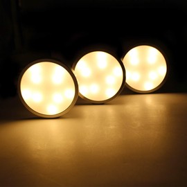 3 Pack LED Puck Lights, Under Cabinet Lighting Silver Trim, 3000K Warm White, CRI90+, Touch Dimming, All Accessories Included, Under Counter Lighting for Kitchen, Closet Lights, Safe Light