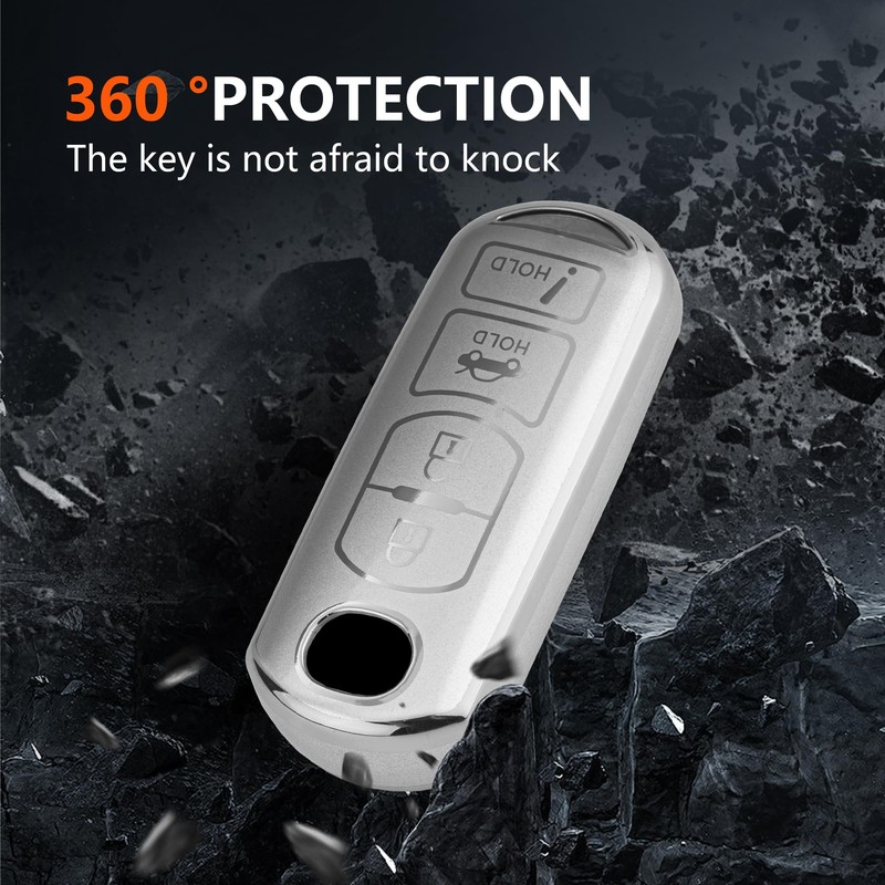 Funda de llavero de plata pulida con llavero resistente para
