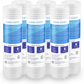 AQUAICEOC 10" x 2.5" 1 Micron Grooved Household Sediment Water Filter Replacement, 6Pcs