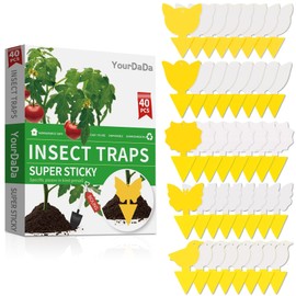 48 Pcs 4 Shapes Yellow Extremely Sticky Traps for Fungus Gnat, Fruit Fly, Fly, Whitefly, Flying Insect Catcher Traps for Houseplants, Kitchen, Indoor/Outdoor, Non-Toxic, Odorless, Pet & Kid Safe