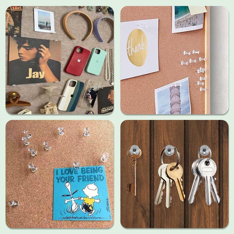 100 Clear Drawing Pins - Push Pins with Storage Box