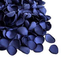 Lookein - 300 pétalos de rosa de satén para bodas, niñas, centros de mesa, pasillos, fiestas, confeti, despedidas de soltera, cena, decoración de boda, azul marino